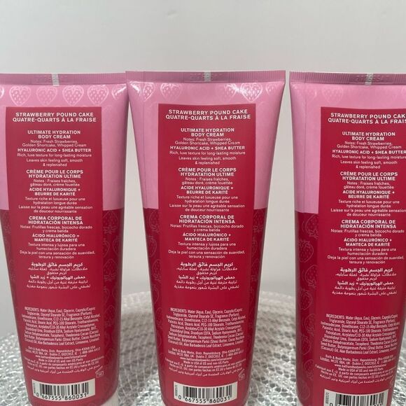 BBW Strawberry Pound Cake Body Cream set of 3 NWT - Picture 3 of 3
